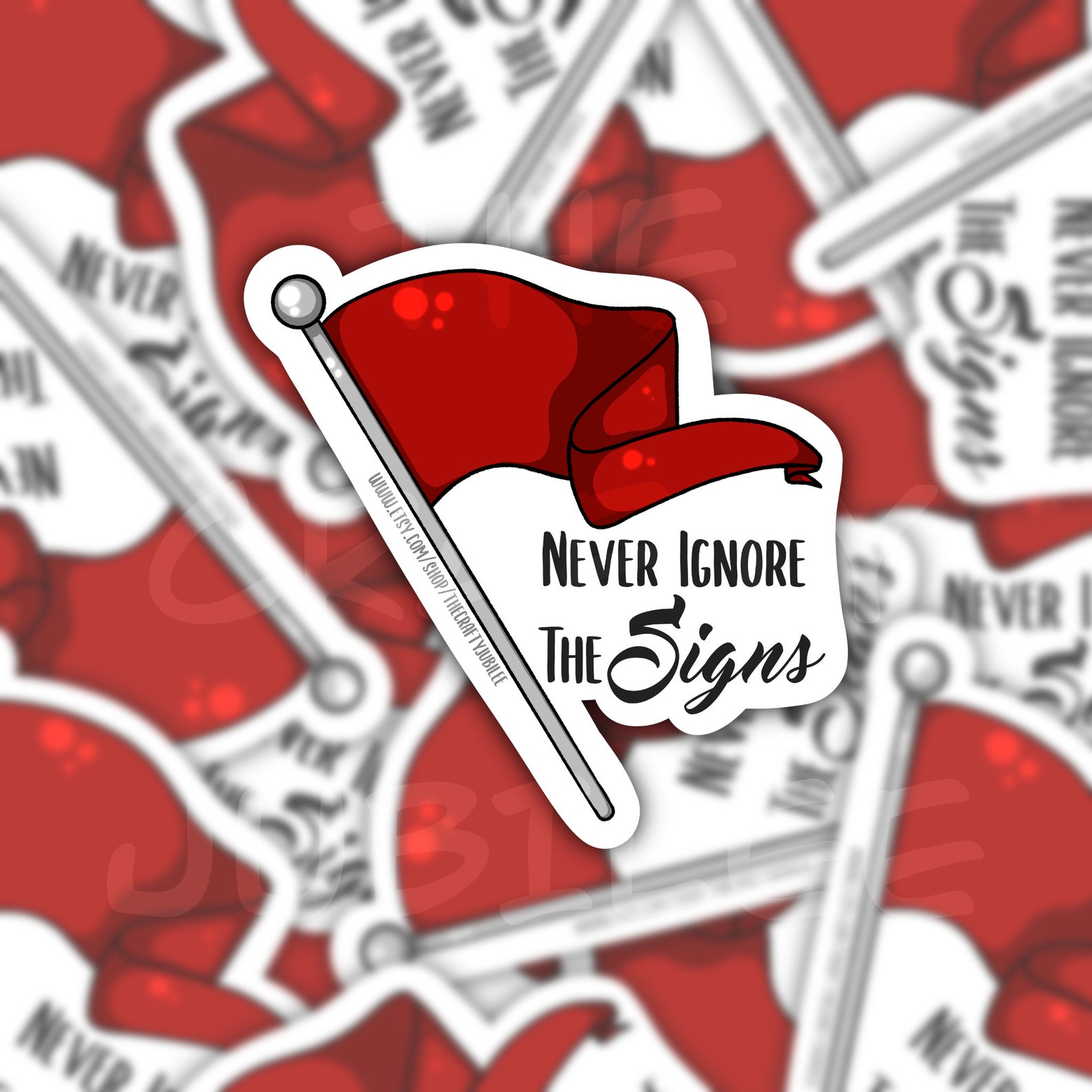 Red Flags Die Cut Sticker See the Warnings Adult Stickers Warning