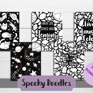 PRINTABLE Coloring Pages - Doodle Time - Blackout - Cute Doodle Coloring Book - Adult and Kids Coloring Books - Digital Download