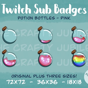 Potion Bottles - Pink - Twitch Sub Badges - DIGITAL DOWNLOAD