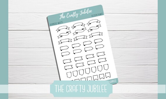 Doodle Banner Sticker Sheet Black And White Clear Ribbon Etsy