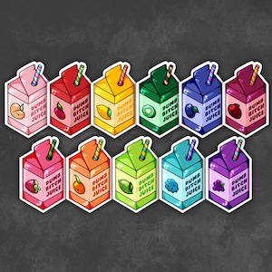 Dumb Bitch Juice Die Cut Sticker - 11 Fruit Variations - Humor Stickers - Adult Humor - Bottle Stickers - Laptop Stickers - Weatherproof