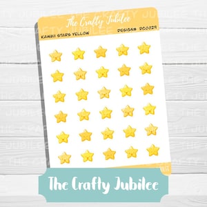 Kawaii Stars Yellow - Reward Stickers - Chore Chart - Goal Tracking - Bullet Journal - Planner Stickers