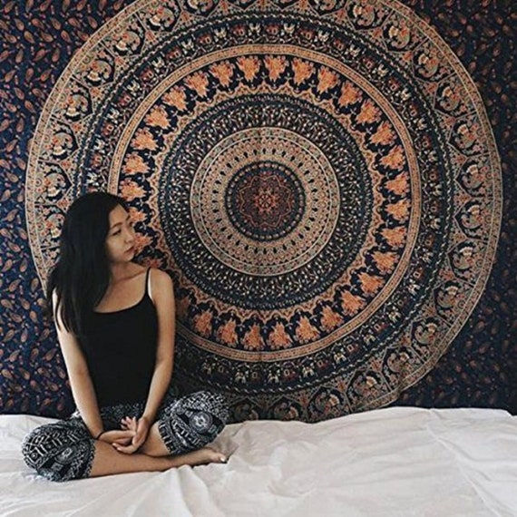 Indian Twin Hippie Tapestry Flower Mandala Throw Wall Hanging Gypsy Bedspread 