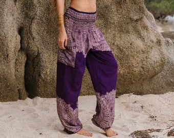 Sarouel mandala femme pantalon hippie violet vêtements de détente confortables pantalons de yoga ample festival d'été bohème plage