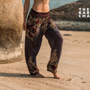 Grey Paisley Harem Pants Women Hippie Pants Comfy Loungewear Yoga Trousers Loose Baggy Festival Summer Boho Beach