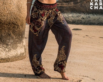 Pantaloni Harem Paisley grigi Pantaloni hippie da donna Comodi pantaloni da yoga per la casa Pantaloni larghi larghi Festival Summer Boho Beach