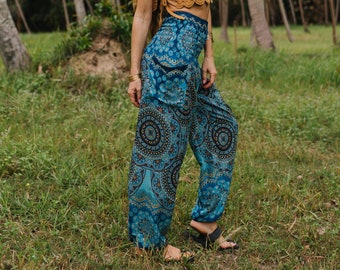 Mandala Harem Pants Women Blue Hippie Pants Comfy Loungewear Yoga Trousers Loose Festival Summer Boho Beach Large Sizes Available