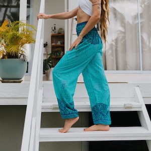 Turquoise blue cheap pants