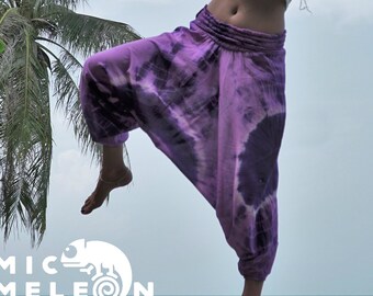Harem Pants Women Hippie Hippy Yoga Pants Tie Dye Trousers Purple Loose Gypsy Baggy Cotton Bright Clothes Festival Clothing