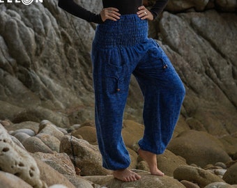 Warm Harem Pants Hippie Pants Yoga Pants Blue White Gypsy Boho Pants Loose Ladies Baggy Festival Comfy