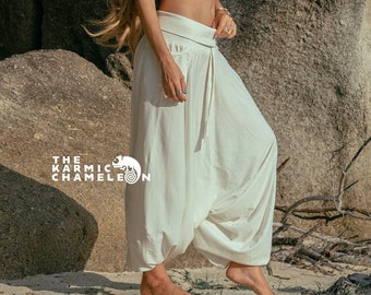 Plain Harem Pants Cream Comfy Loungewear Cotton Hippie Yoga Trousers Boho Gypsy Gypsystyle Clothing Aladdin Alibaba