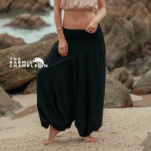 Plain Black Harem Pants Women Comfy Loungewear Loose Yoga Pants Hippy Hippie Trousers Summer Festival Dropcrotch