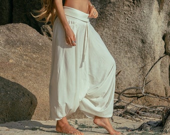 Plain Harem Pants Cream Comfy Loungewear Cotton Hippie Yoga Trousers Boho Gypsy Gypsystyle Clothing Aladdin Alibaba