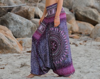 Dusky Pink Harem Pants Hippie Yoga Trousers Comfy Loose Loungewear Tribal Aladdin Genie Pants Dance Festival Wear