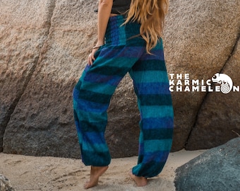 Warm Striped Harem Pants Women Trousers Gypsy Pants Hippie Hippy Loose Yoga Pants Ladies Blue Teal Baggy Festival Gypsystyle Clothing