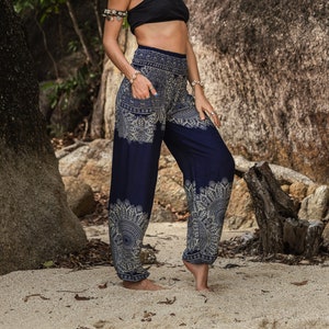 Mandala Harem Pants Women Blue Hippie Pants Comfy Loungewear Yoga Trousers Loose Baggy Festival Summer Boho Beach