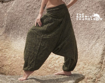 Warm Harem Pants Women Hippie Hippy Yoga Trousers Comfy Loungewear Khaki Yellow Green Aladdin Genie Drop Crotch Gypsy Winter