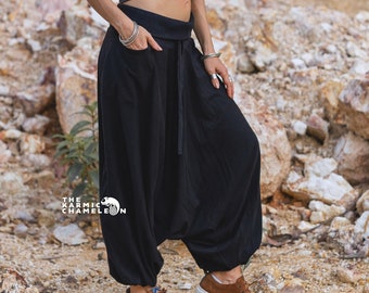 Plain Black Harem Pants Cotton Hippie Yoga Trousers Boho Gypsy Gypsystyle Clothing Aladdin Comfy Loungewear