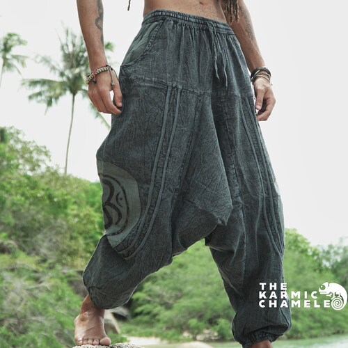 Harem Pants Men Stonewashed Yoga Pants Hippie Hippy Razorcut Etsy