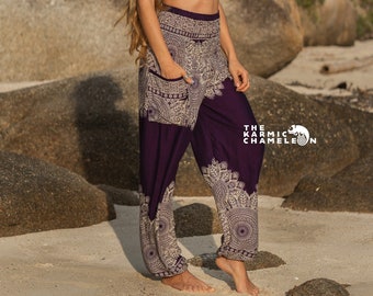 Mandala Harem Pants Women Purple Hippie Pants Comfy Loungewear Yoga Trousers Loose Baggy Festival Summer Boho Beach