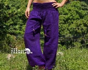 Warm Harem Pants Hippie Clothing Purple Yoga Pants Vegan Friendly Gypsy Boho Ladies Baggy Comfy Festival Clothes