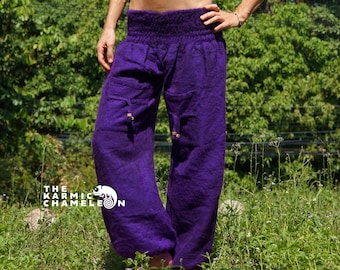 Purple Harem Pants: Boho Hippie Comfy Trousers