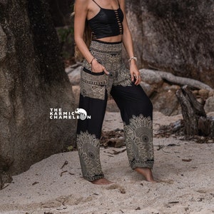 Mandala Harem Pants Women Black Hippie Pants Comfy Loungewear Yoga Trousers Loose Baggy Festival Summer Boho Beach