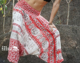 Red Elephant Harem Pants Hippie Yoga Pants Boho Trousers Hippy Festival Boho Gypsy Genie Beach Summer Holiday Loose Baggy