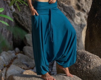 Schlichte Haremshose Bequeme Loungewear Baumwolle Hippie Yoga Hose Boho Gypsy Gypsystyle Kleidung