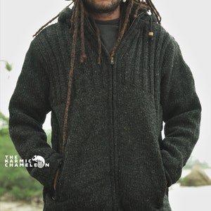 Wool Fleece Lined Hoodie: Warm Winter Knit Jacket