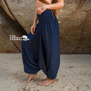 Navy harem trousers uk sale