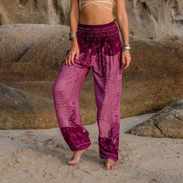 Pink Mandala Harem Pants Women Hippie Pants Comfy Loungewear Yoga Trousers Loose Baggy Festival Summer