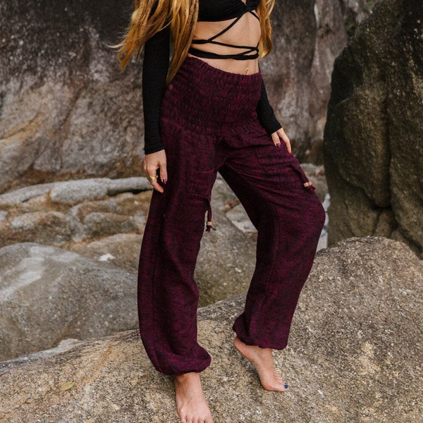 Sarouel chaud femme hiver pantalon gitane hippie hippie ample yoga dames rose noir baggy festival
