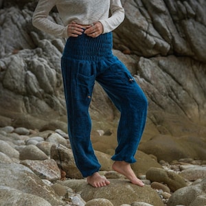 Blauwe winterhippie harembroek – warme cashmilon bohobroek