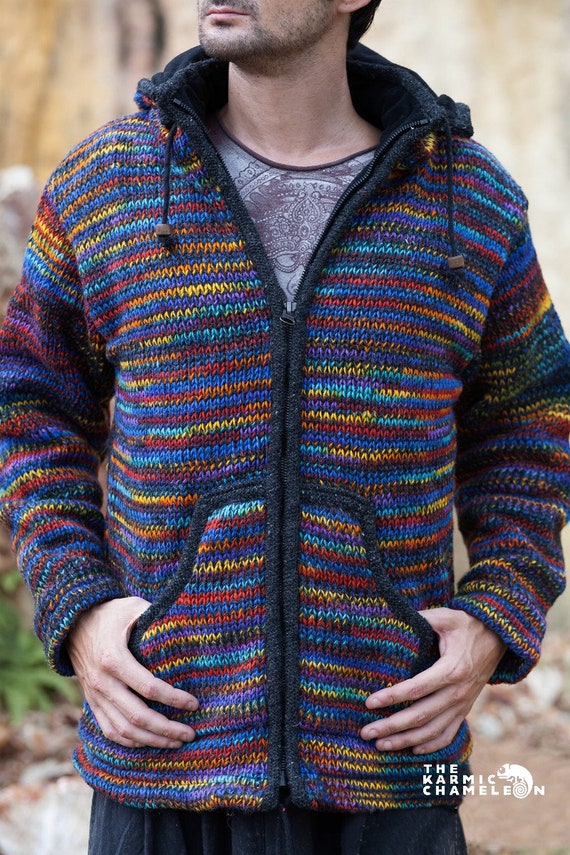 cielo Traducción Espacioso Cálida chaqueta Hippie de doble punto de lana gruesa forrada - Etsy México