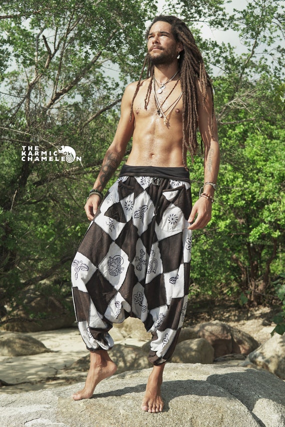 Pantalon Sarouel Homme Baggy Aladin – Coton Léger, Coupe Ample, Idéal Yoga, Hippie Ou Été Décontracté
