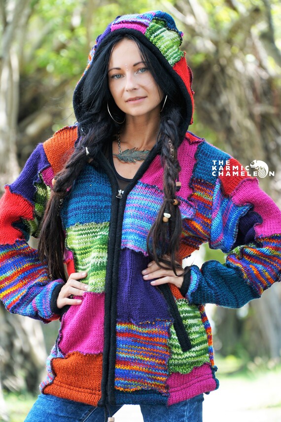 Warm Hippie Jacket Double Knitted 