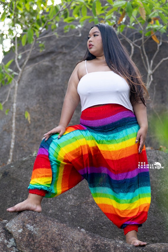 Plus Size Rainbow Harem Pants Pride Yoga Trousers Aladdin Pants