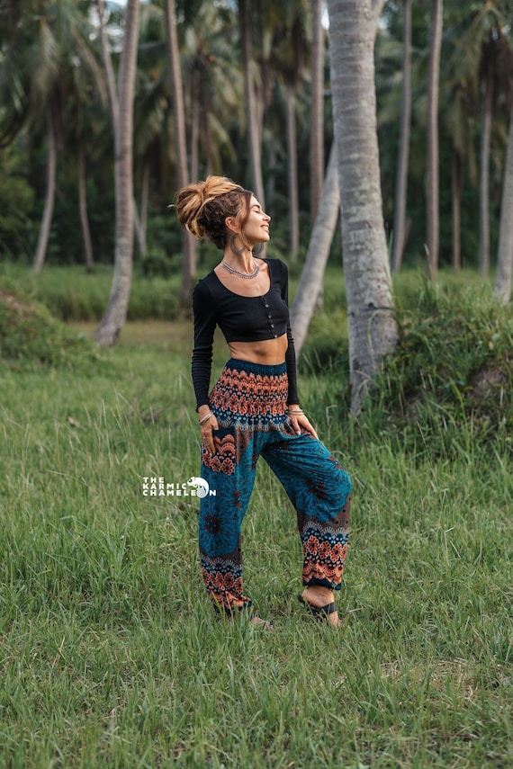 Buy Teal Mandala Harem Pants Women Peacock Feather Hippie Pants Comfy  Loungewear Yoga Trousers Loose Baggy Festival Clothing Boho Clothing Online  in India 