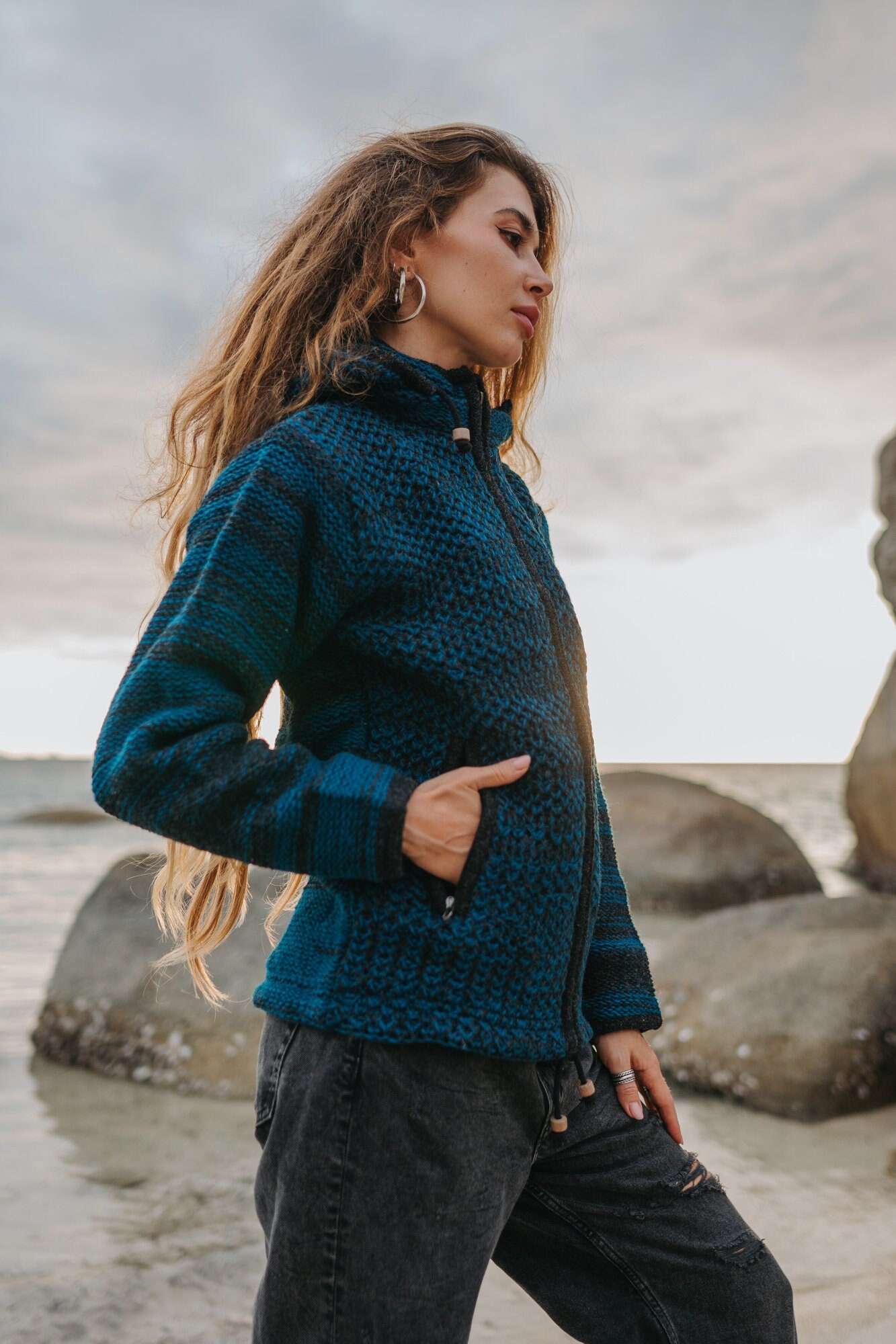 Hood Boiled Wool Coat - Etsy Canada