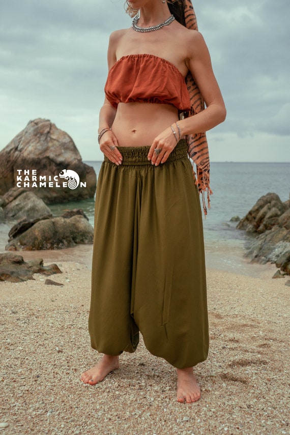 Green Boho Harem Yoga Pants Women Comfy Hippie Pant Loungewear
