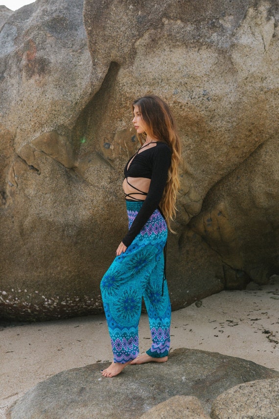 Mandala Harem Pants Women Turquoise Hippie Pants Peacock Feather Comfy Yoga  Trousers Loose Baggy Festival Clothing Boho Beach Clothes -  Canada