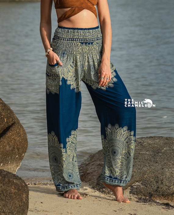 Black Blue Peacock Feather Harem Pants Women Comfy Loungewear Loose Yoga  Pants Hippy Hippie Trousers Summer Festival -  Canada