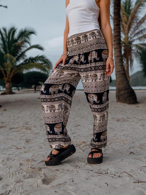 Black Elephant Pants High Crotch Harem Pants Women Loose Summer Festival  Trousers Boho Hippie Design Backpacker Clothing - Etsy