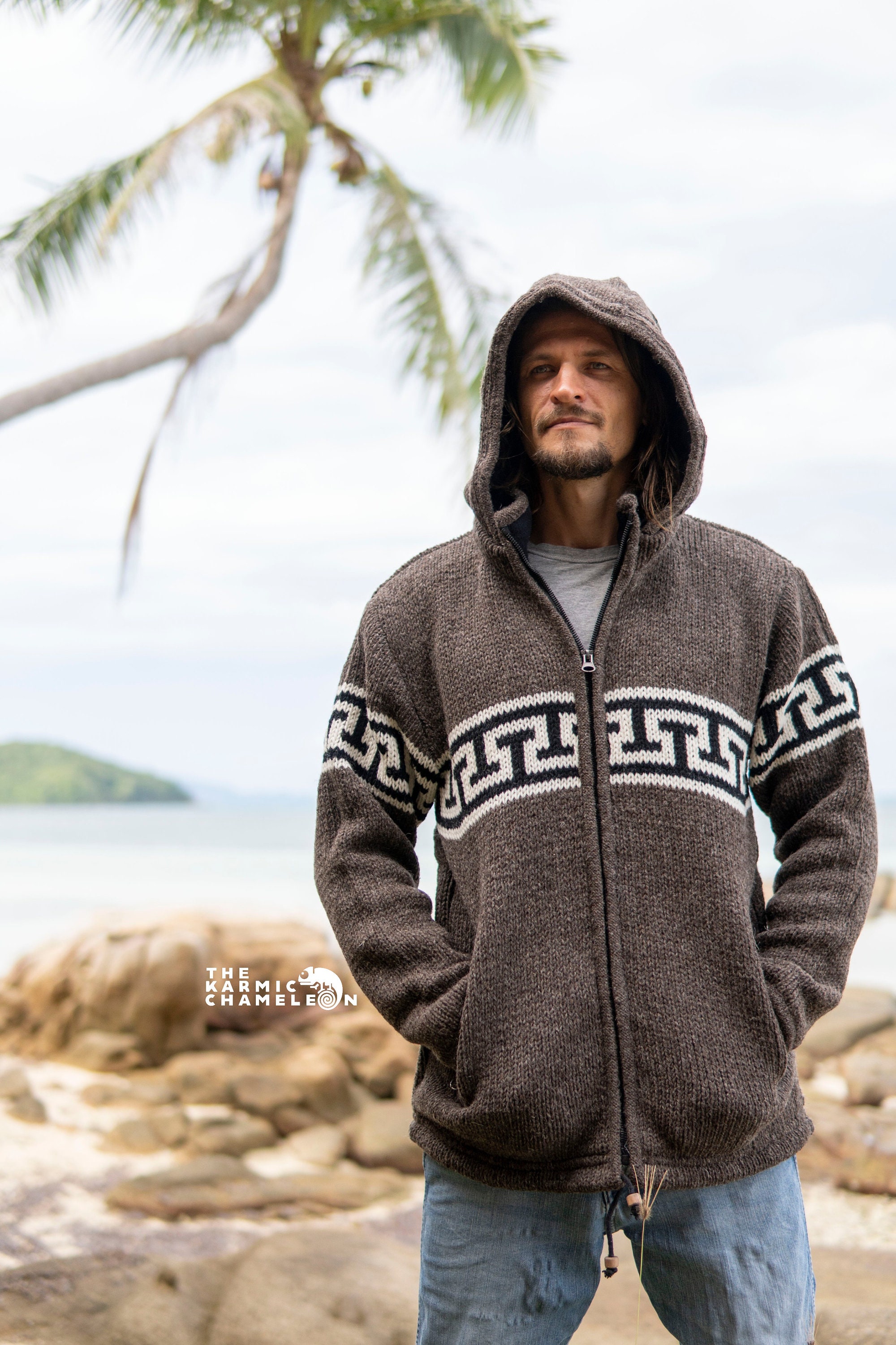 Warm Winter Wool Coat Thick Fleece Lined Hoodie With Zip and
