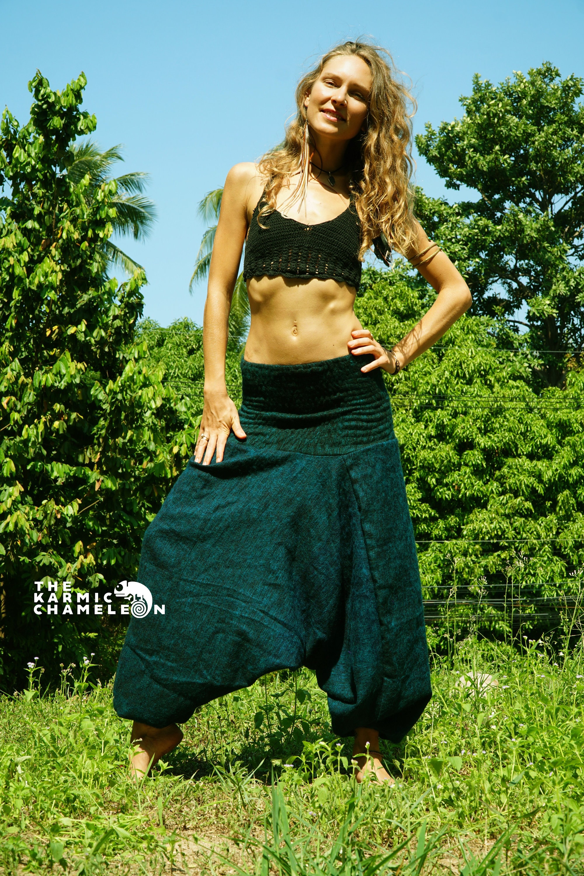 Warm Harem Pants Women Hippie Hippy Yoga Pants Green Black Etsy