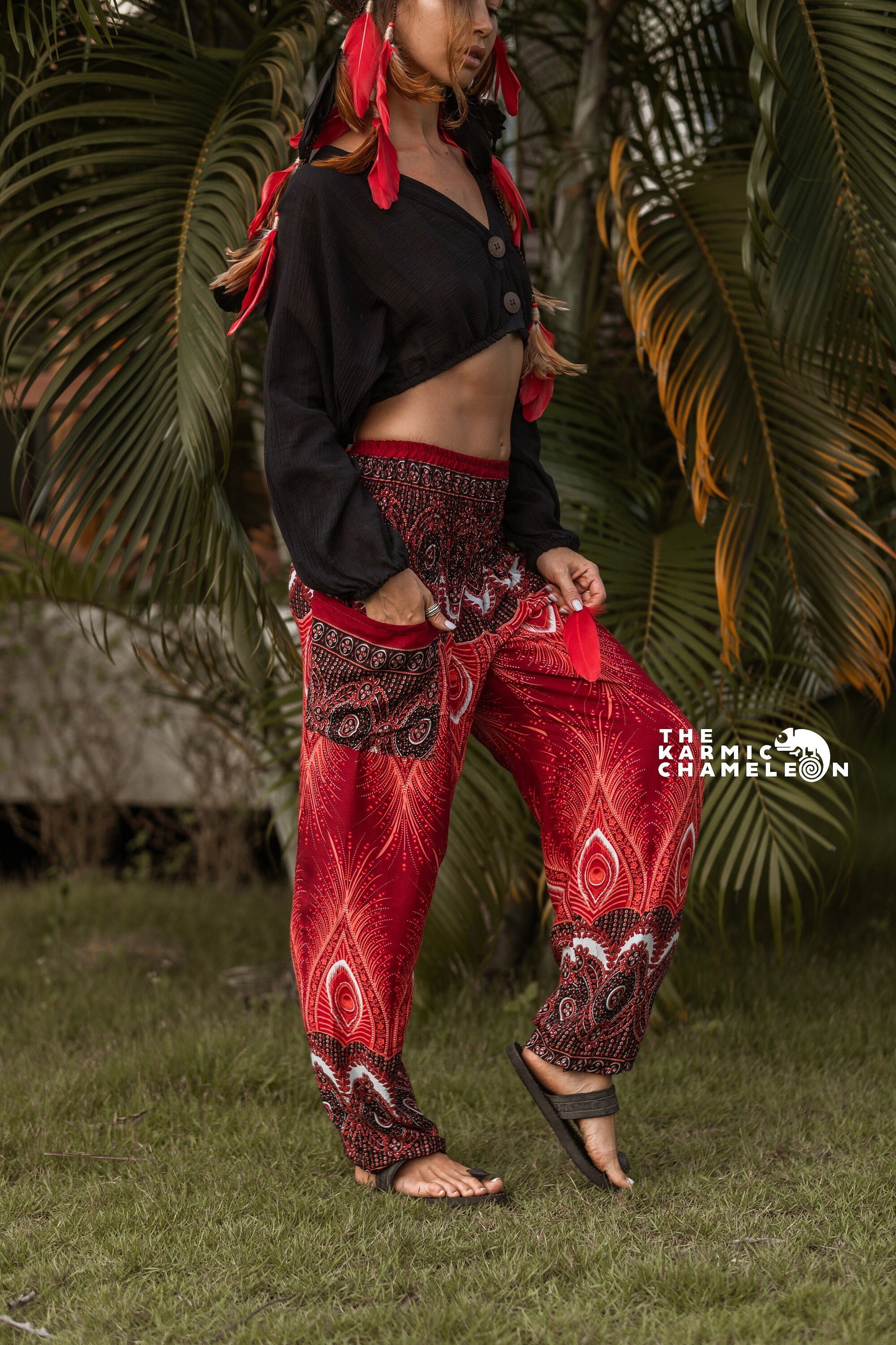 Purple PEACOCK Harem Pants Women Boho Pants Hippie Pants