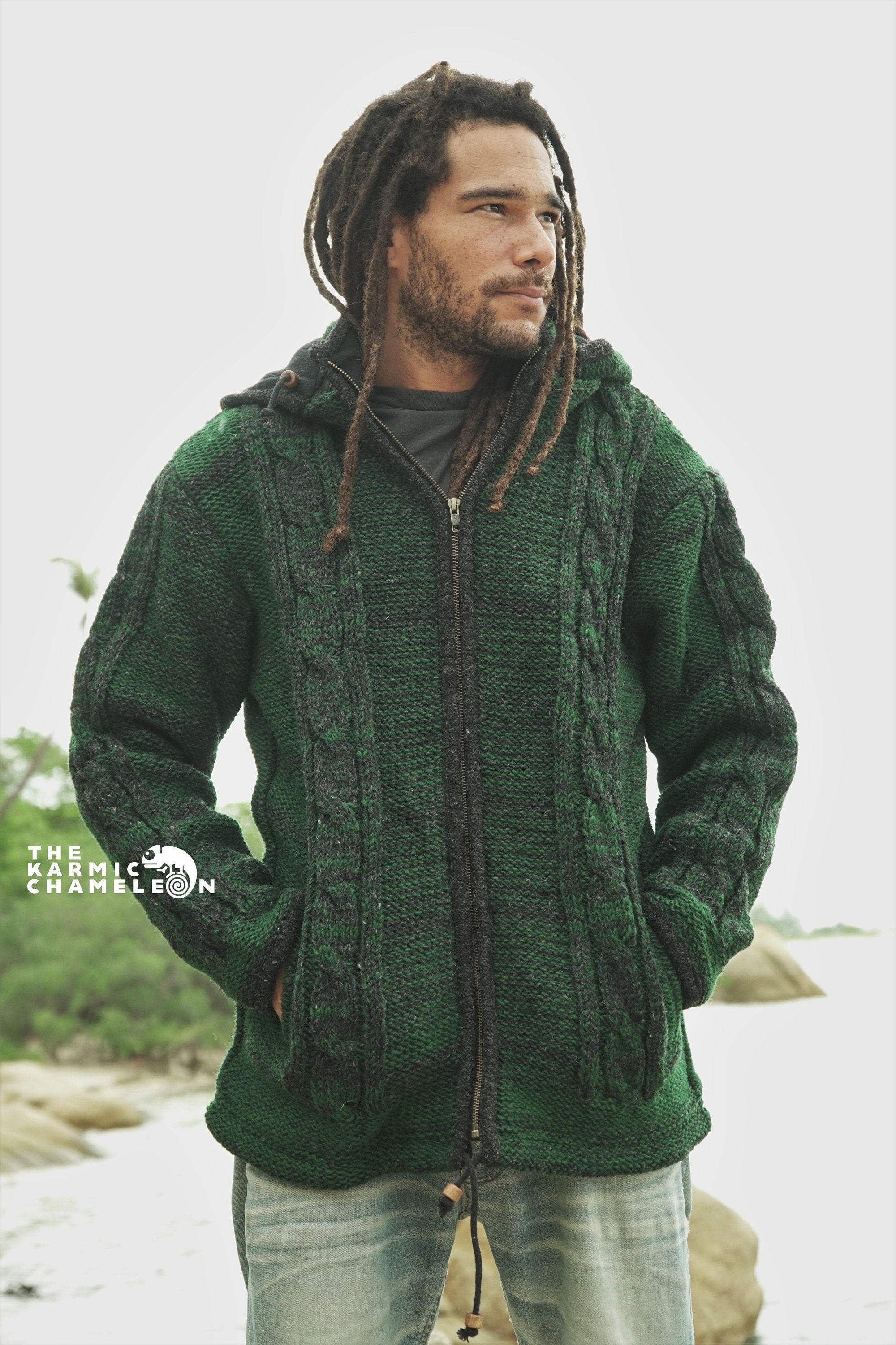 Hand Knitted Woollen Sherpa Hippie Sweater/Jacket fleece lined hoodie –  KARUNA
