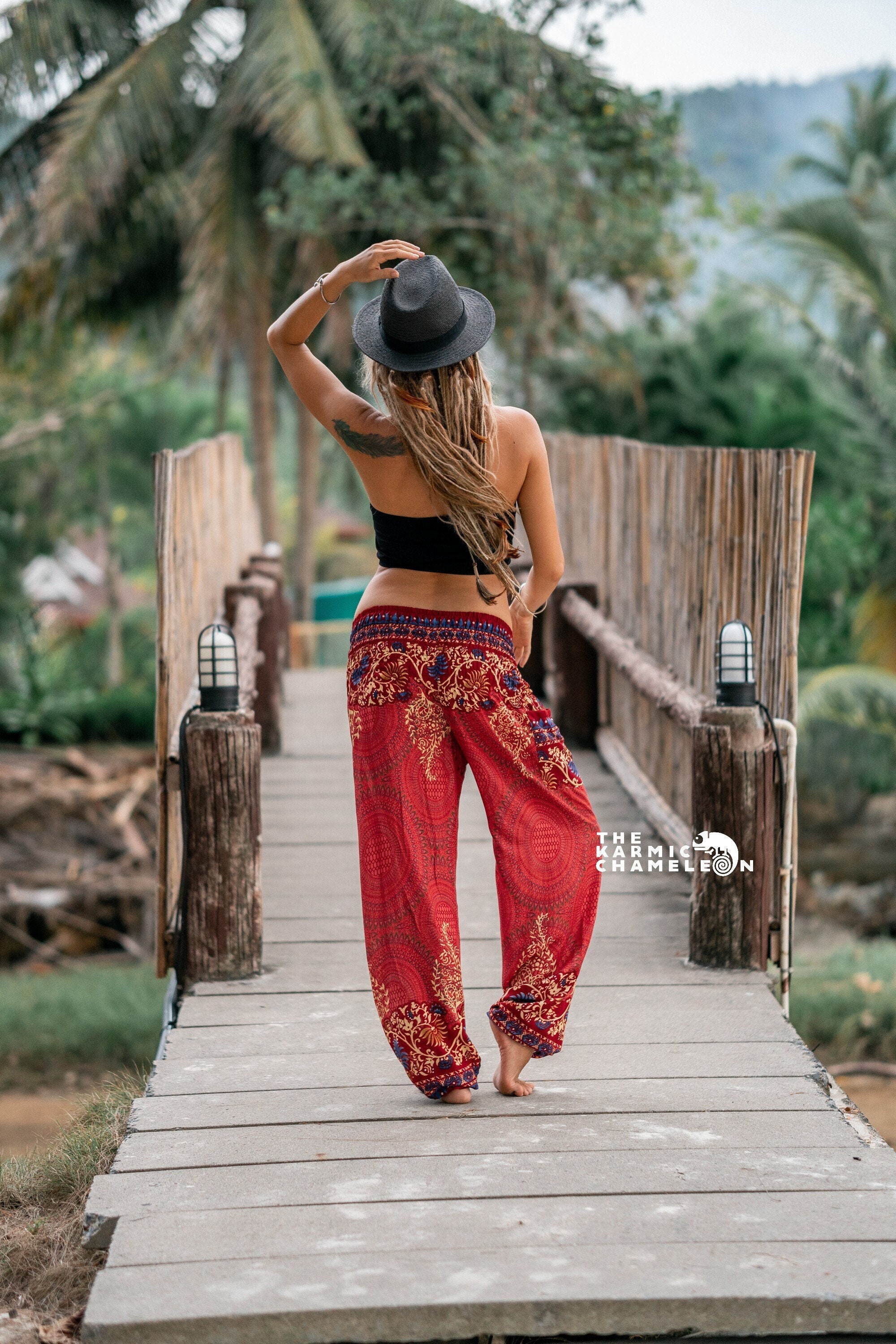 Peach Yoga Trousers Paisley Mandala 