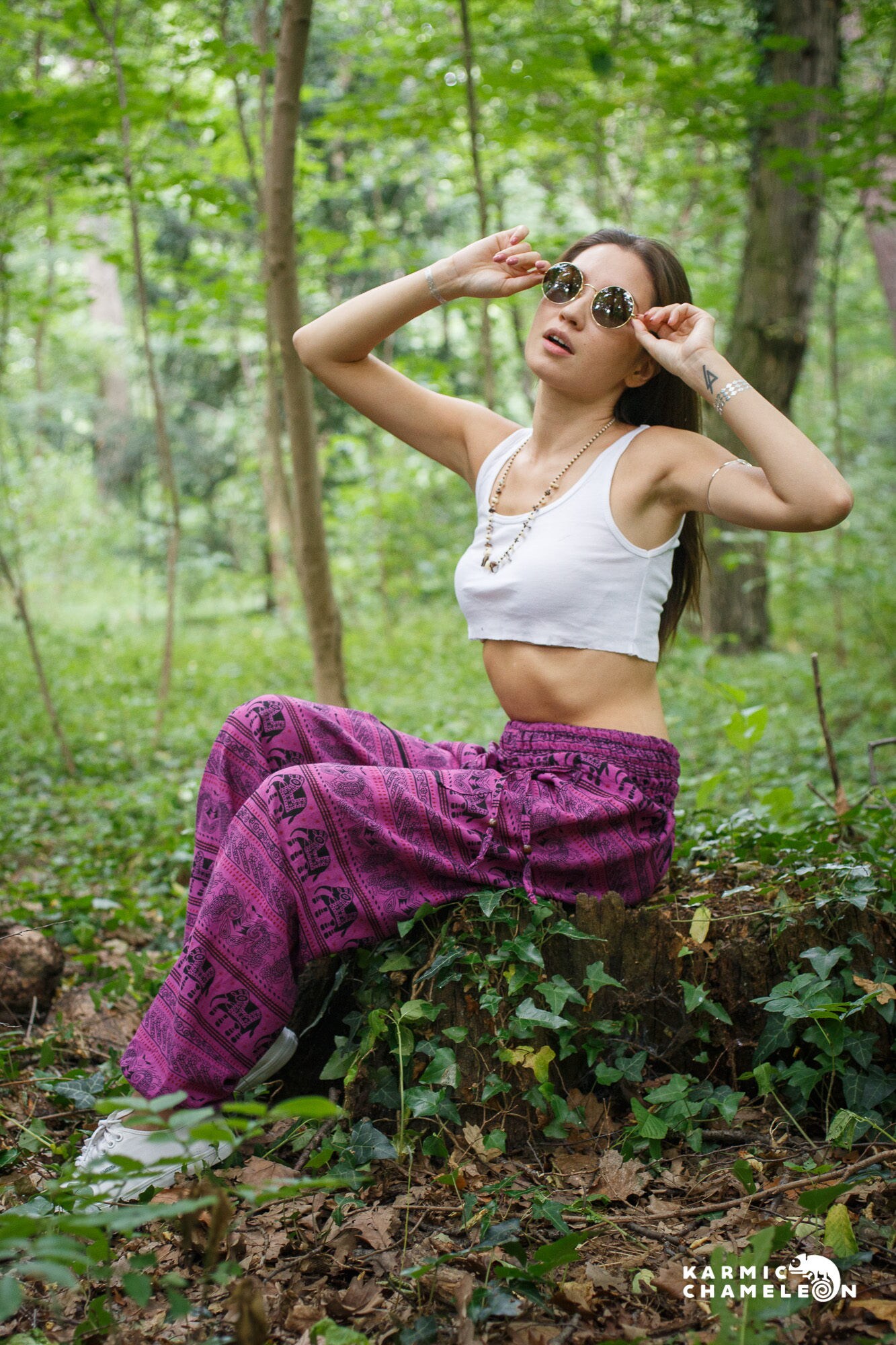 Image of Pink Elephant Harem Pants Hippie Loose Cotton Yoga Festival Trousers